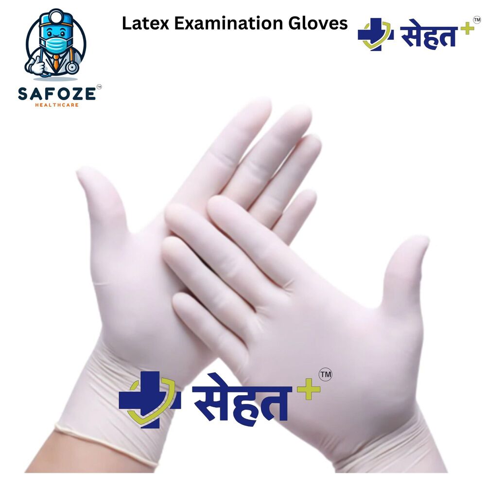 Latex Examination Gloves - Color: White