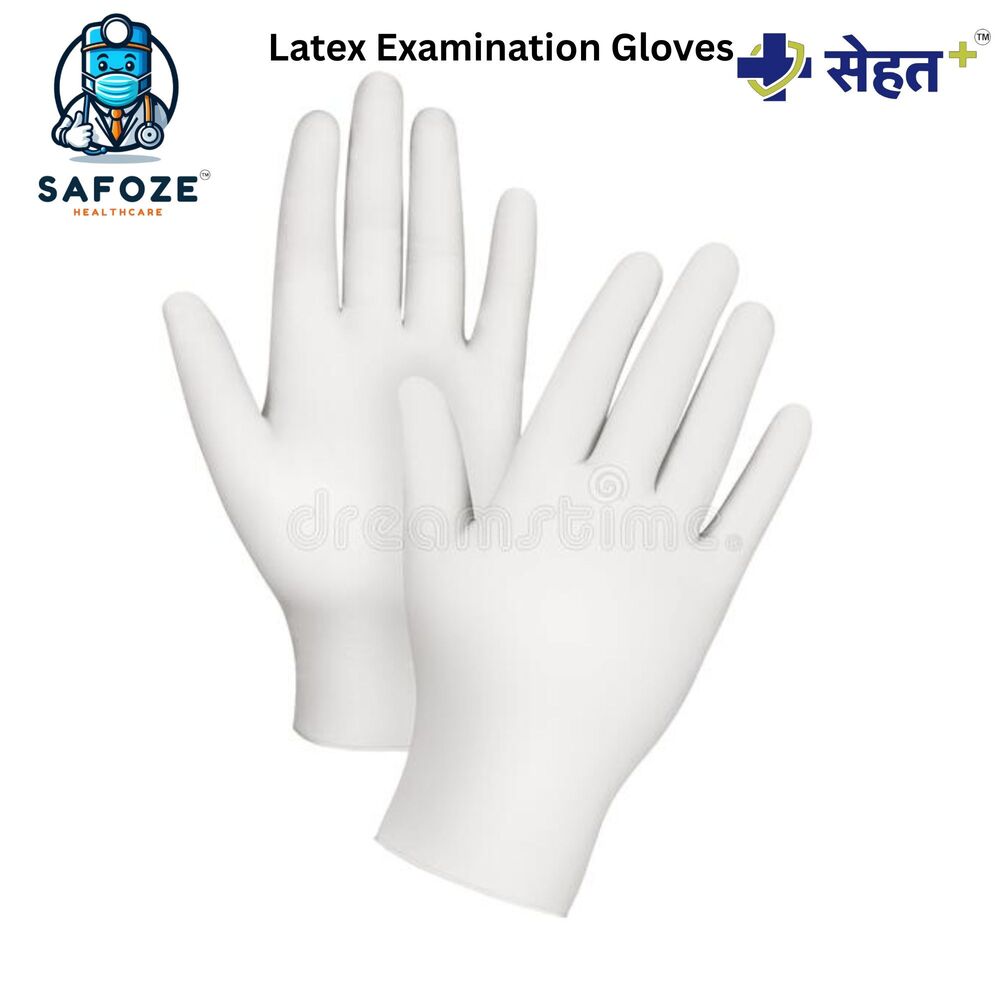 Latex Examination Gloves - Color: White