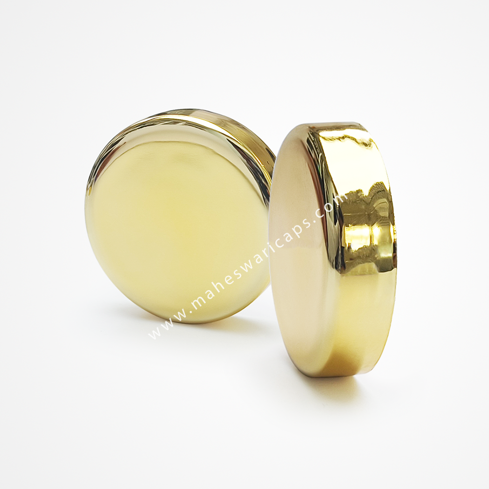 Round Gold Dome Plastic Cap 63mm - Pp Material, 63mm Diameter, Gold/silver Lacquer | Customizable Colors For Jars, Ideal For Confectionery & Cosmetics