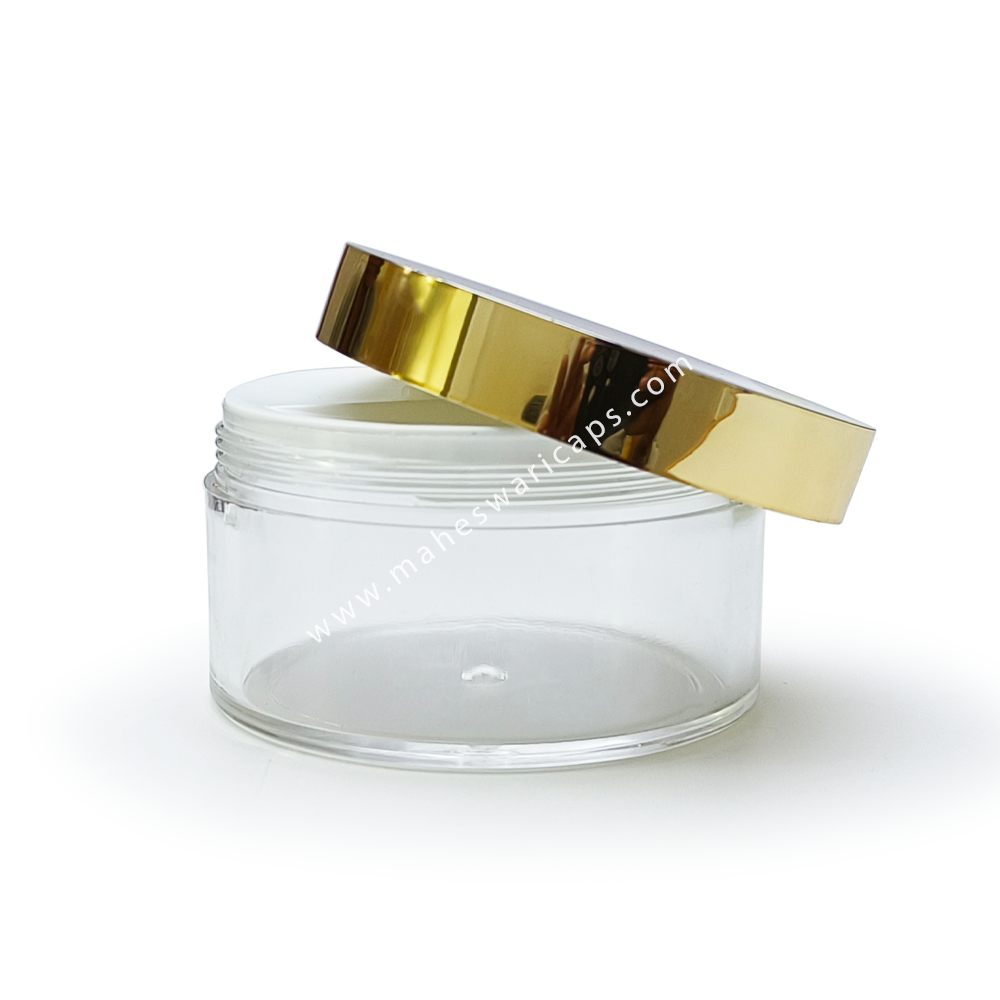 200gm Acrylic Transparent Jar with Gold Cap
