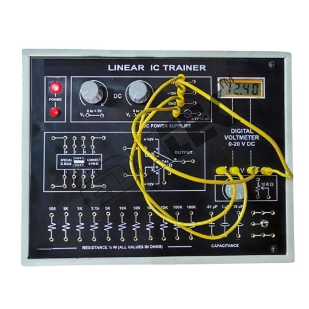 Linear Ic Trainer - Regulated Power Supply 12v/250ma, Variable 0-5v/250ma, Sine Wave Oscillation 1khz | 3-digit Lcd Digital Voltmeter, 15 Experiments