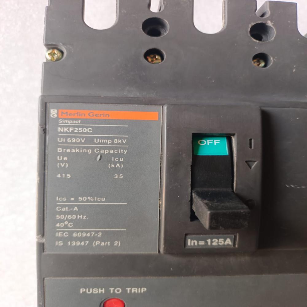 Used Merlin Gerin NKF250 C 125 Amp MCCB Circuit Breaker 125 A 3 Pole