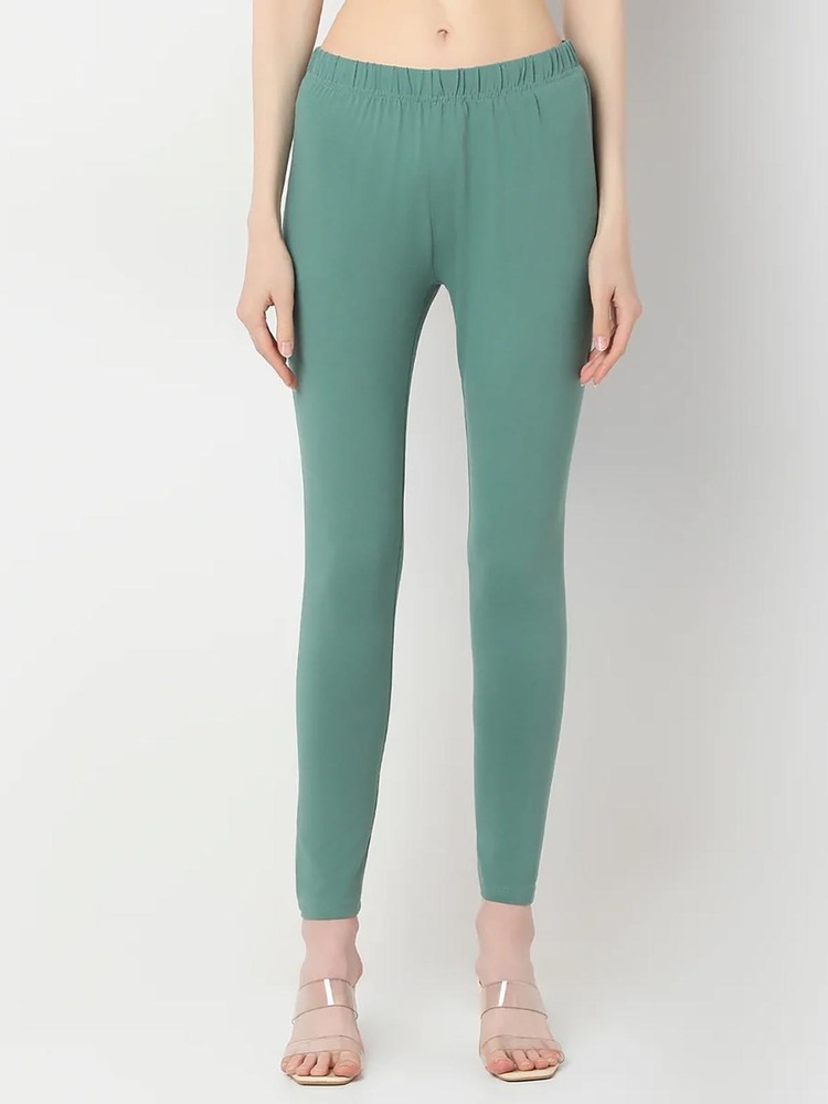 Ladies Slim Fit Ankle Legging Green
