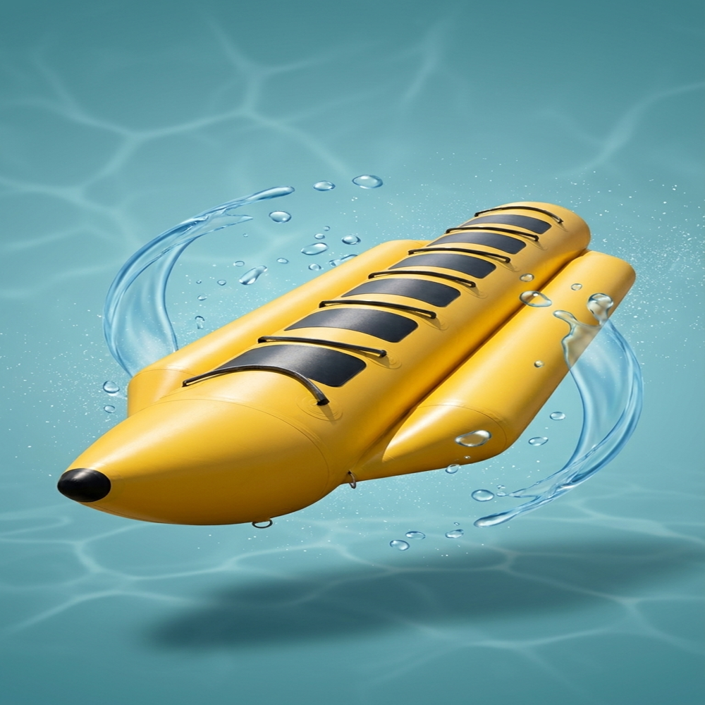 7 Seater Banana Boat - Color: Yellow With Blue And Red Accents