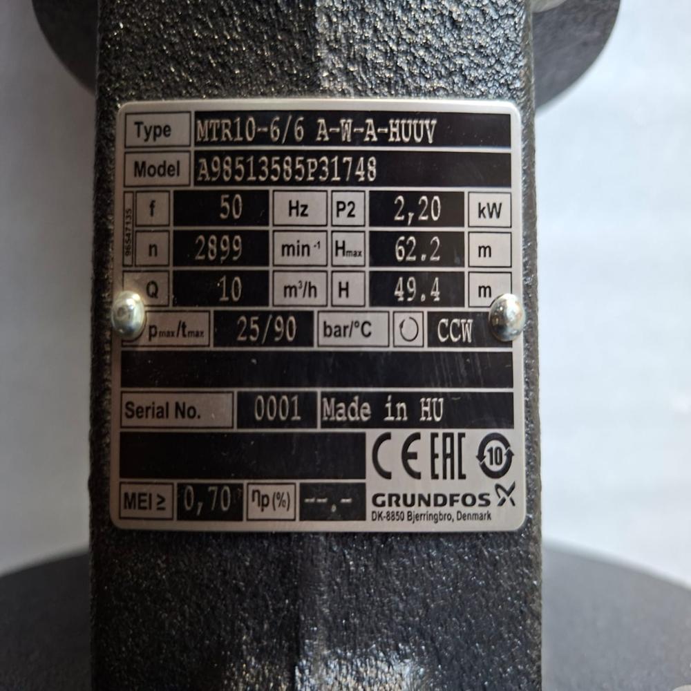 Used Grundfos Motor2.2kw Mg90lc2-24ft115-H3 With Pump Mtr10-6 6a-W-A-Huuv 2.2kw