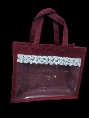 Maroon Jute Shopping Bag