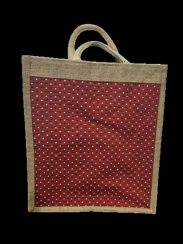 Brown Maroon Jute Shopping Bag