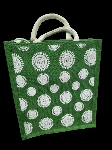 Green Printed Jute Bag - Color: Different Available
