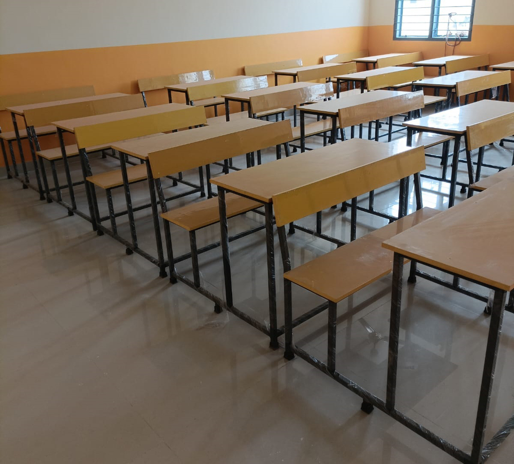 Metal + Plywood Dual Seater High School Bench