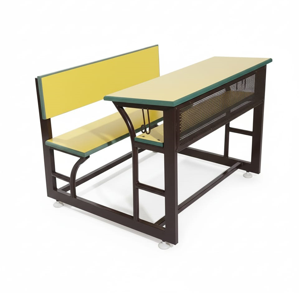 Metal And Plywood Modular Dual Seater High School Bench