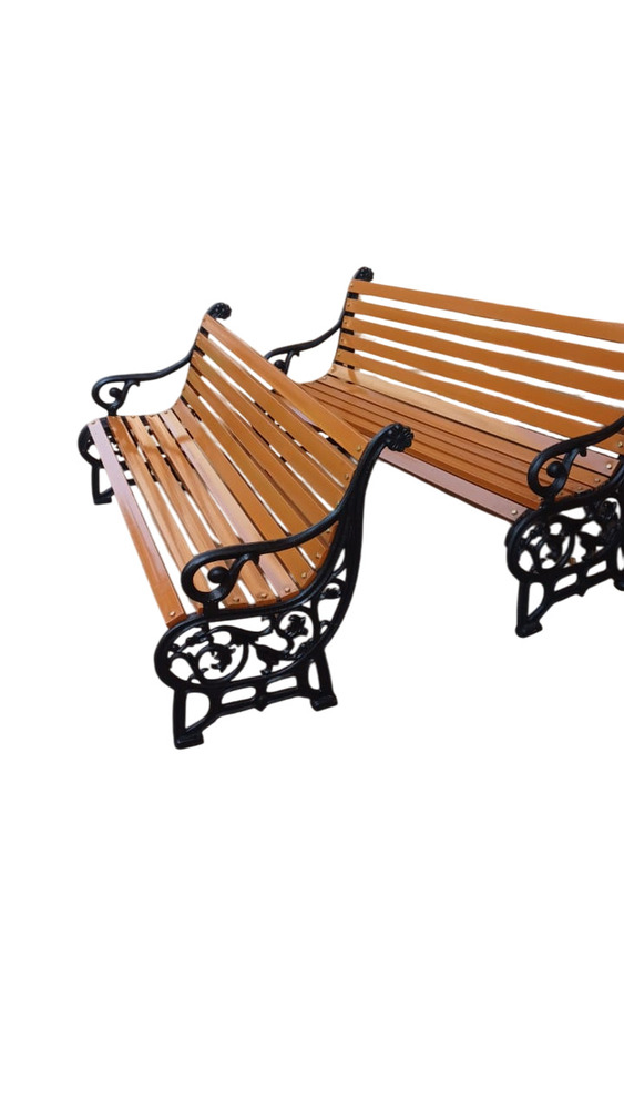 Casting Iron Frame And Metal Strips Garden Bench