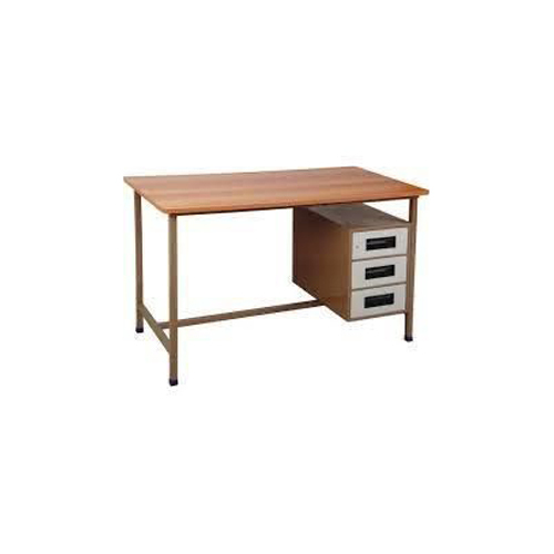 Metal + Plywood Teacher Table - Color: Brown