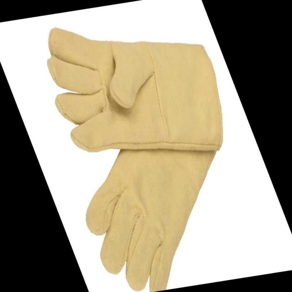 Kevlar Gloves - Para Aramid Fabric, Full Fingered, Yellow Color, Heat Resistance Up To 550â°c, Gauntlet Cuff, Industrial Protection