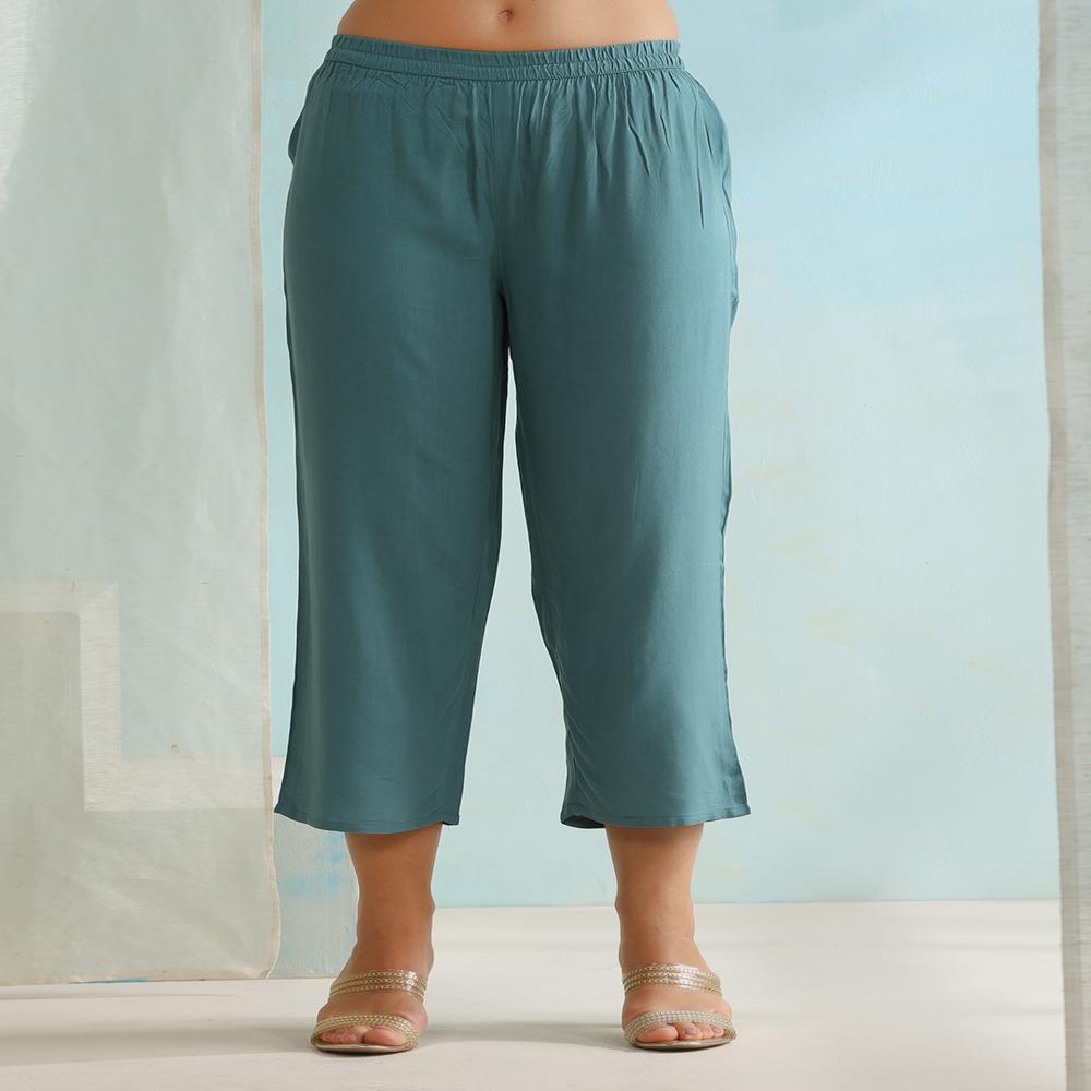 Floral Printed V-Neck Three-Quarter Sleeves Blue Kurta with Trousers & With Dupatta