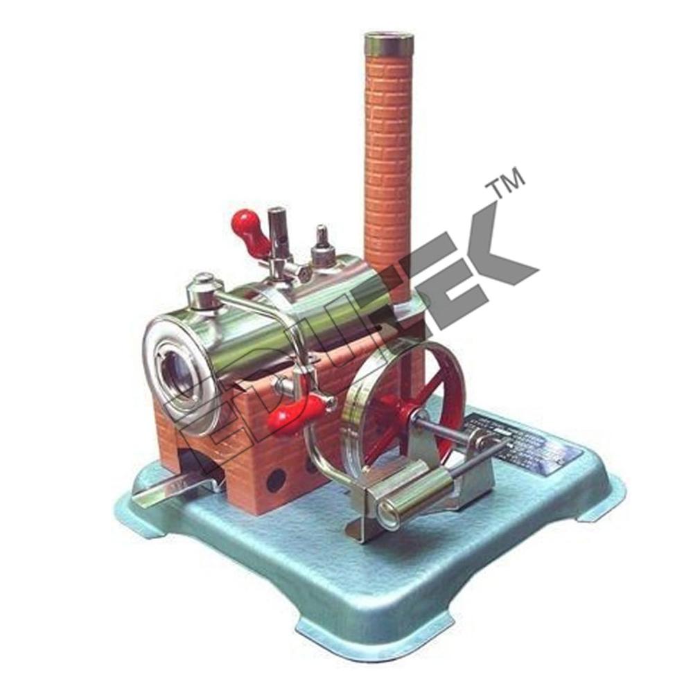 Steam Engine Model - Metal & Plastic, 25x15x20 Cm | High Accuracy, Manual Operation, Functional Demonstration Mechanism, Heating Lamp, Steam Gauge