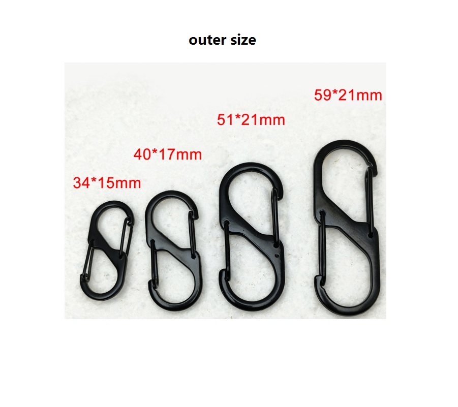 Black Key Carabiner, Small Carabiner, S Carabiner, Mini Carabiner Keyring, S Outdoor Camping Hooks for Camping, Home, Hiking or Travel YF536-20