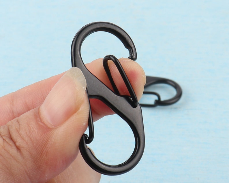 Black Key Carabiner, Small Carabiner, S Carabiner, Mini Carabiner Keyring, S Outdoor Camping Hooks for Camping, Home, Hiking or Travel YF536-20
