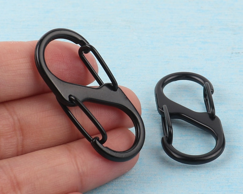 Black Key Carabiner, Small Carabiner, S Carabiner, Mini Carabiner Keyring, S Outdoor Camping Hooks for Camping, Home, Hiking or Travel YF536-20