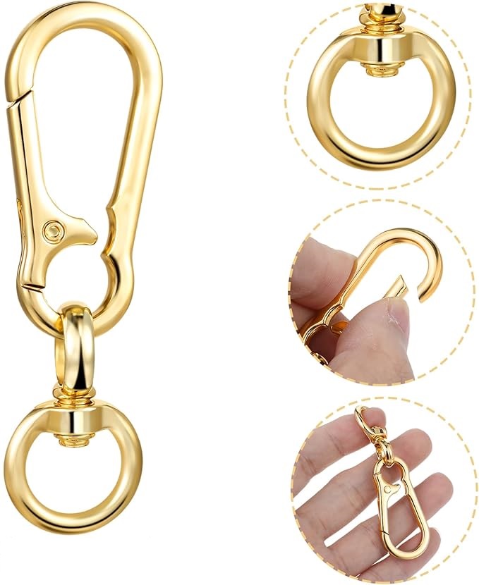 Metal Rotatable Key Chain Hooks Zinc Alloy Key Ring Clip Spring Snap Hook Heavy Duty Keychains For Car Keys Wallets Backpacks 622-21 - Hardness: Strong