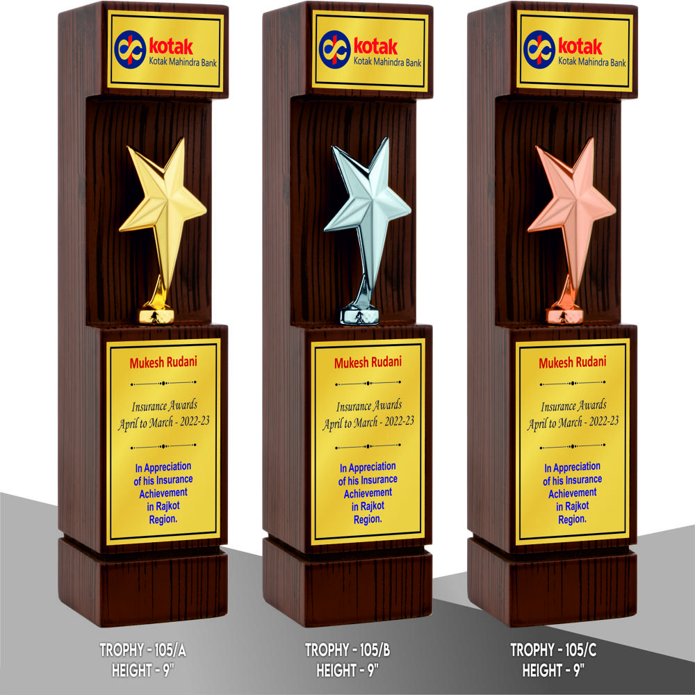 Corporate Trophy Awards - Base Material: Wooden And Metal