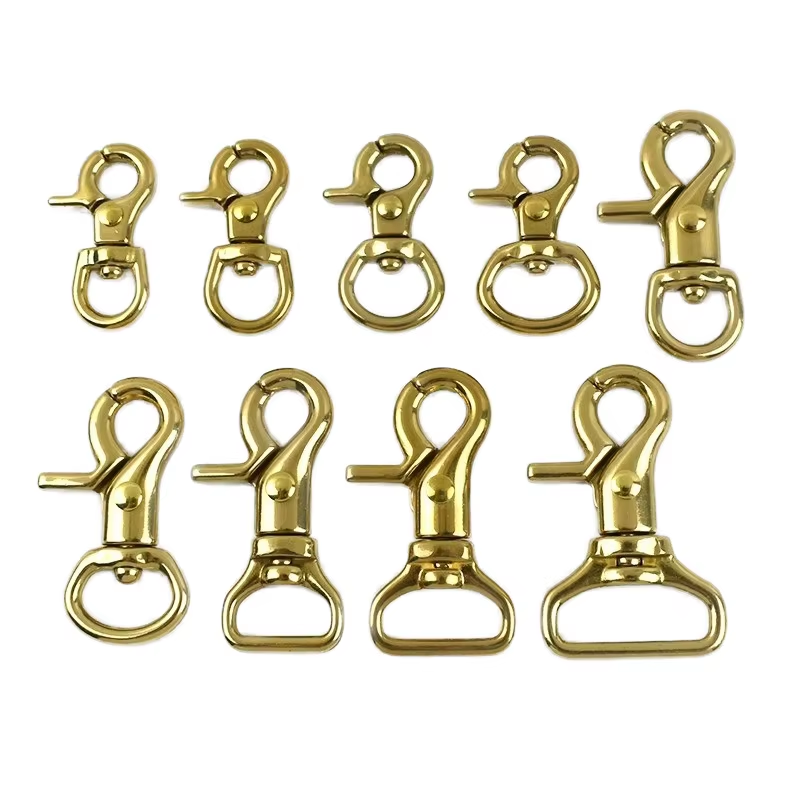 Durable Solid Brass Trigger Clips Metal Carabiner Rotatable Snap Hook Safety Bridle Buckle Slide For Horse Accessories Bag