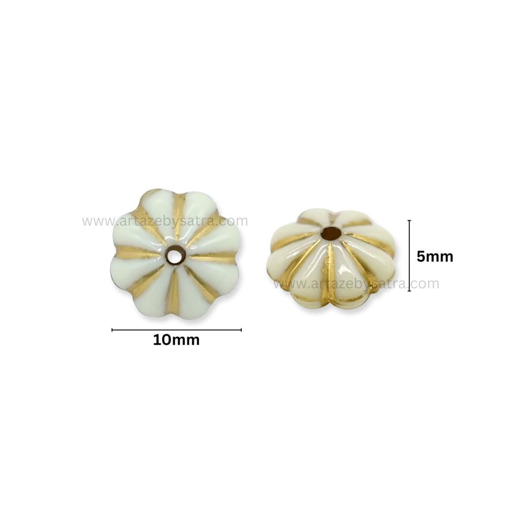 Flower-Shaped Ivory Gold Beads | Size : 10mm