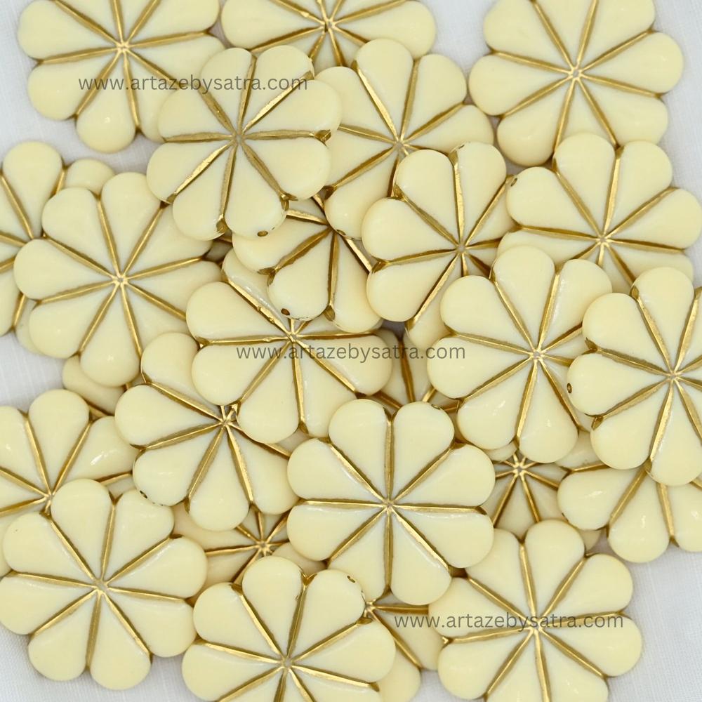 Flat Flower Petal Charm Beads | Size : 33mm