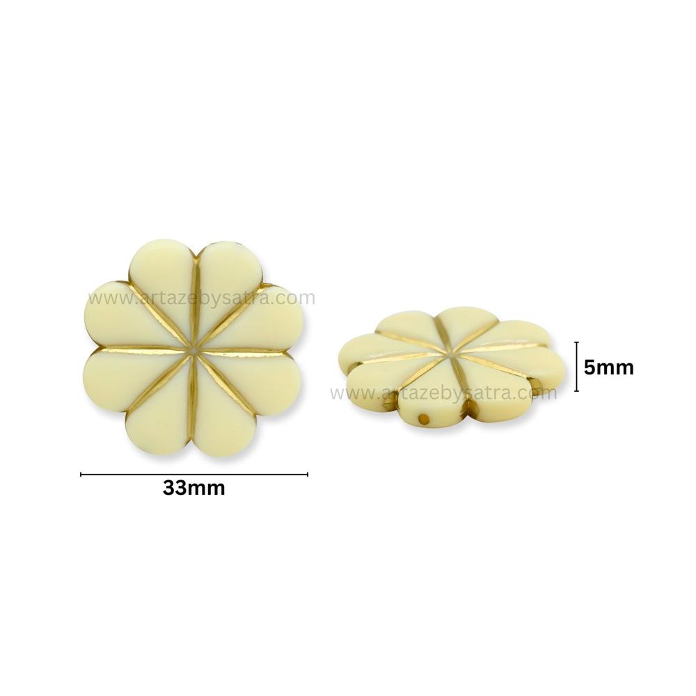 Flat Flower Petal Charm Beads | Size : 33mm