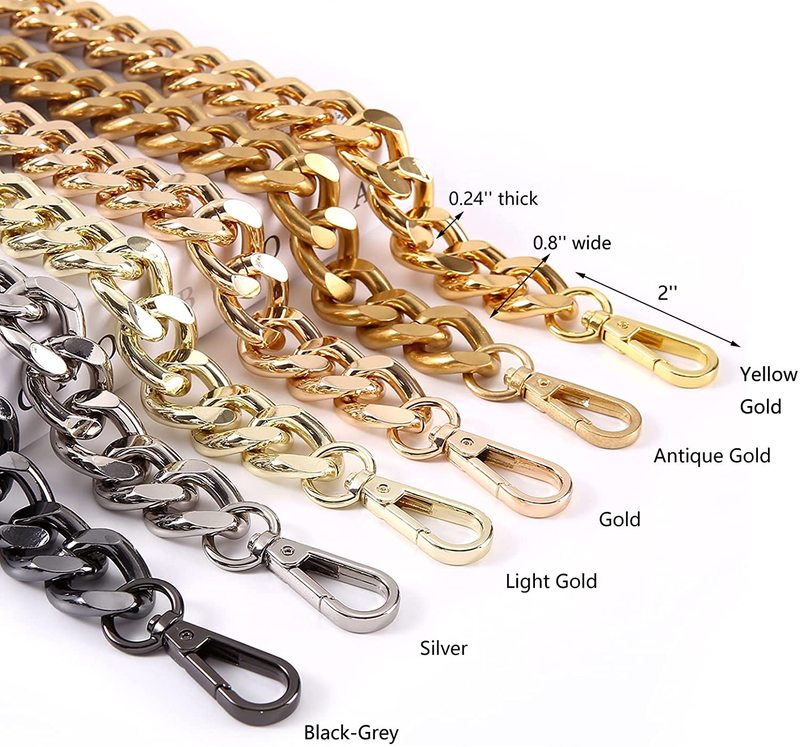 Electroplated High Quality Bag Accessory Chain Metal Chain Gold Silver Black Customizable Length Strap Handbag Chain - Hardness: Strong