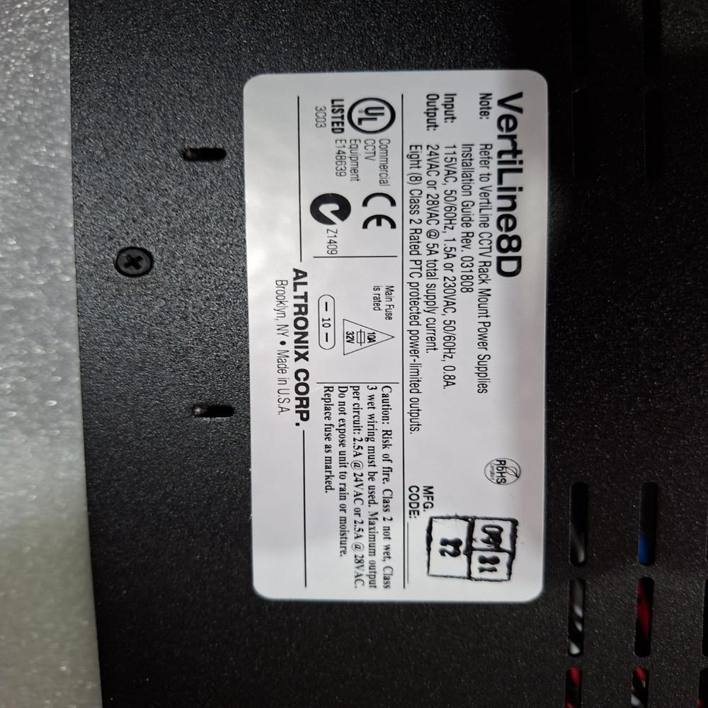New Altronix Vertiline 8 D Cctv Rack Mount Power Supply 8 Ptc Outputs - Application: Industrial