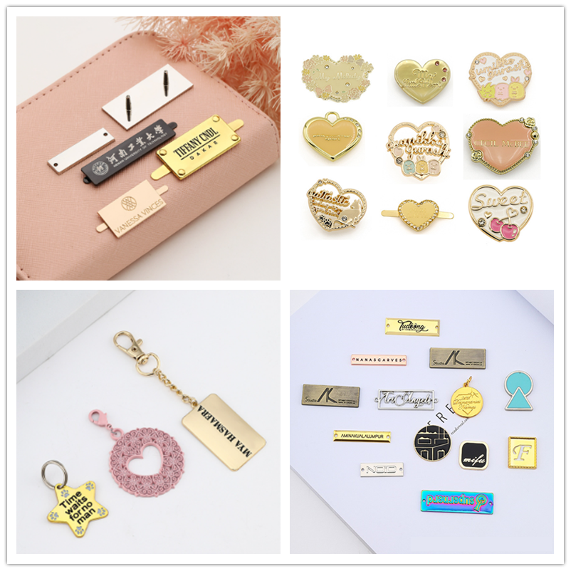 Oem/Odm Customized Heart Rectangle Shaped Fashion Elegance Bag Label Metal Clothing Letters Brand Labels Accessories - Size: Full Size