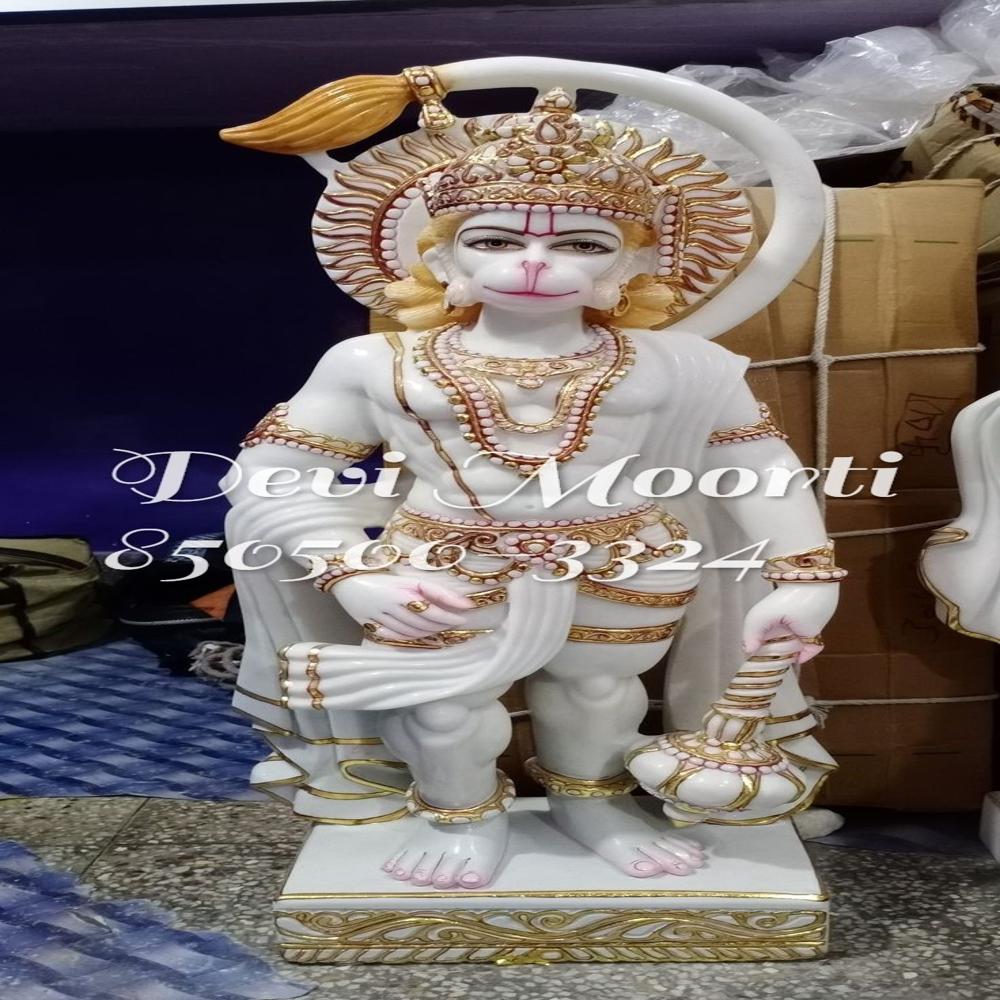 Marble Bajrangbali Statue : Custom Made Hanuman Murti in Pure Marble