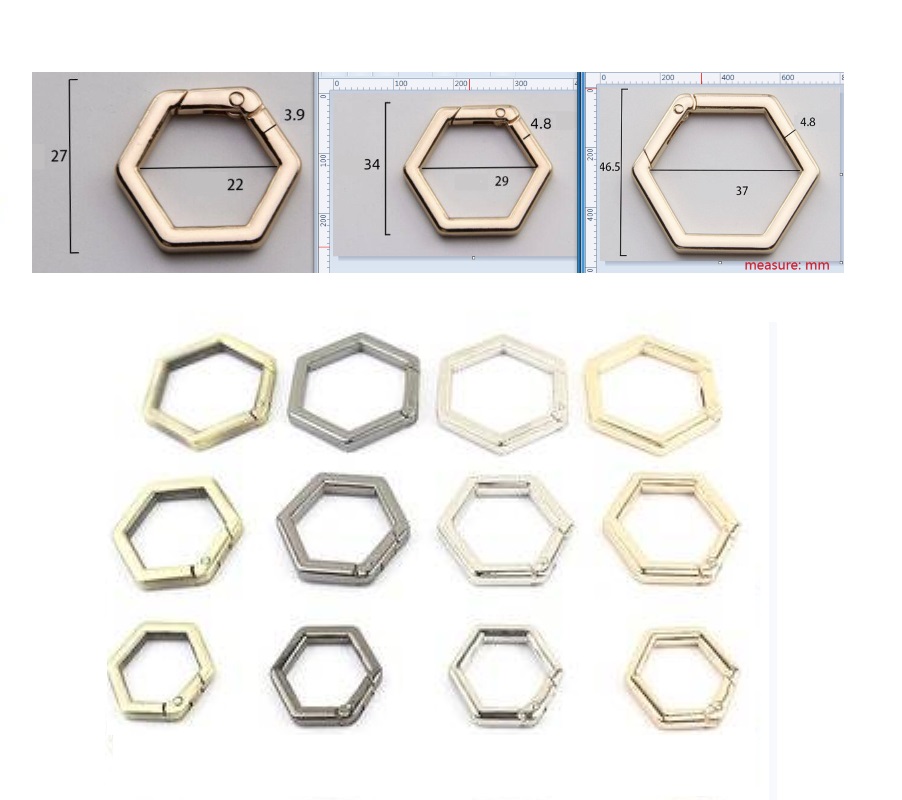 22/29/37Mm 1" Hexagon Spring Openable Leather Handbag Strap Buckle Connect Keyring Pendant Dog Chain Snap Clasp Clip Carabiner E25813 - Hardness: Strong