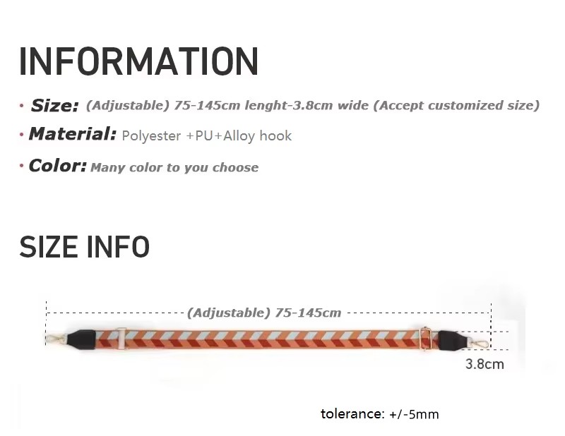 Color Contrast Design Adjustable Woven Polyester Bag Strap 38mm 50mm Width Styles Shoulder Crossbody Handbags Strap 44271 - Material: Fabric