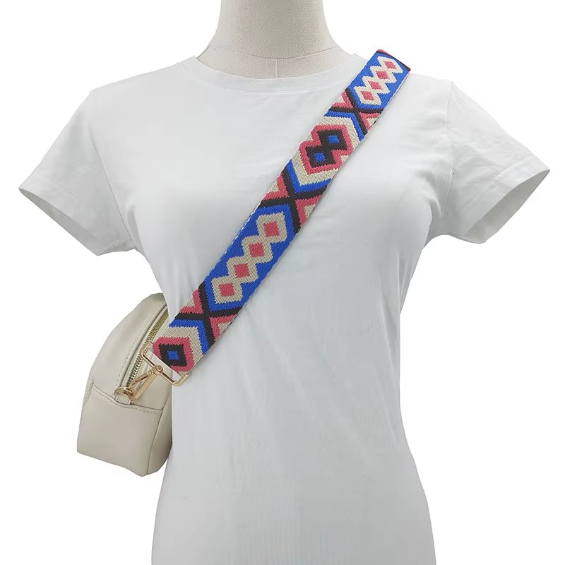 Color Contrast Design Adjustable Woven Polyester Bag Strap 38mm 50mm Width Styles Shoulder Crossbody Handbags Strap 44271