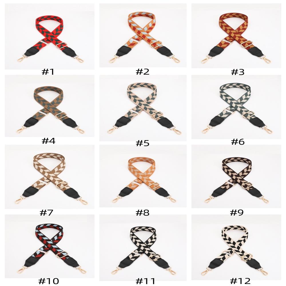Color Contrast Design Adjustable Woven Polyester Bag Strap 38mm 50mm Width Styles Shoulder Crossbody Handbags Strap 44271 - Material: Fabric