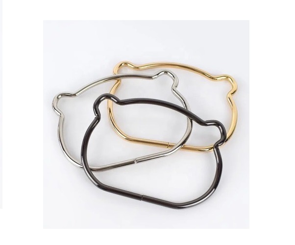 11cm 4.33 Inch Fashion Cute Animal Bear Cat Head Shape Round D Shape Metal Handles Frame Handbag Ring Buckle for DIY Purse Knitted Bag