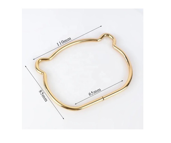 11cm 4.33 Inch Fashion Cute Animal Bear Cat Head Shape Round D Shape Metal Handles Frame Handbag Ring Buckle for DIY Purse Knitted Bag