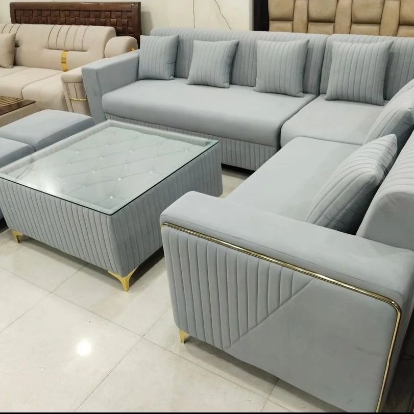 Fabric L Shape Sofa Set
