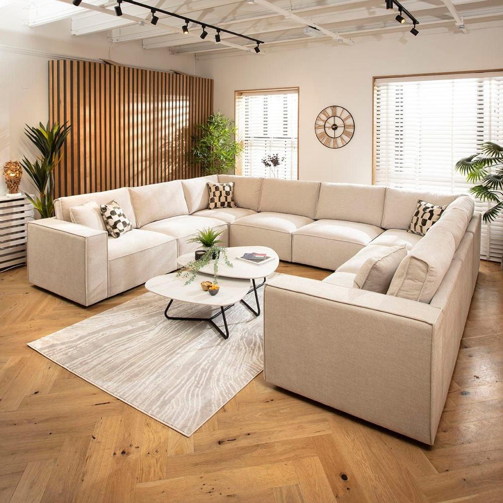 U Shaped Corner Sofa Set - Color: Gray