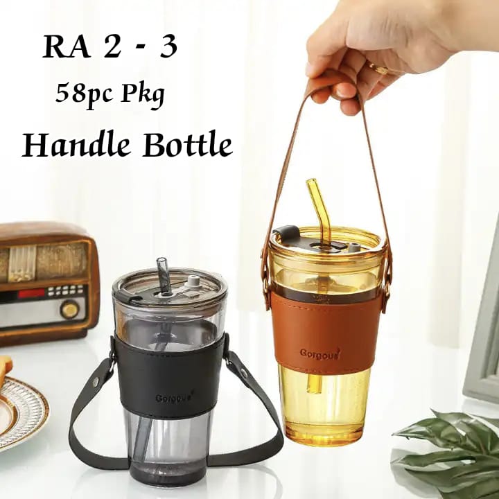 Straw Glass Bottle - Color: Multicolour