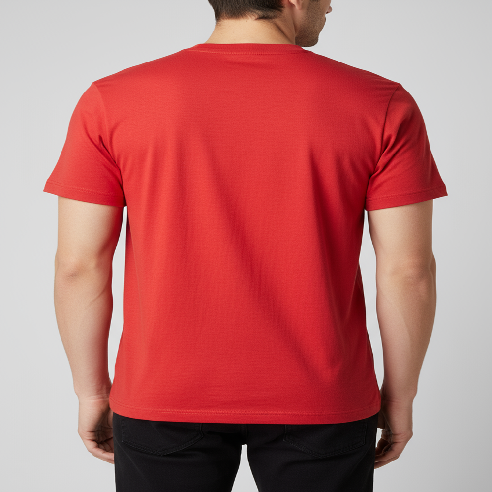 Classic Crew Neck T-Shirt, Red, Cotton Jersey, Short Sleeve, Regular Fit, Casual Wear