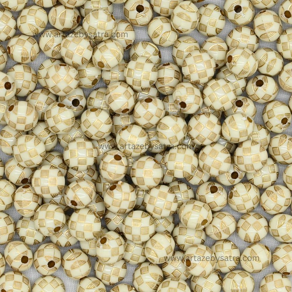 Round Checkerboard Beads | Size : 10mm