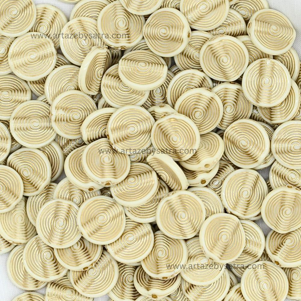 Flat Coin Disc Spiral Beads | Size : 16mm
