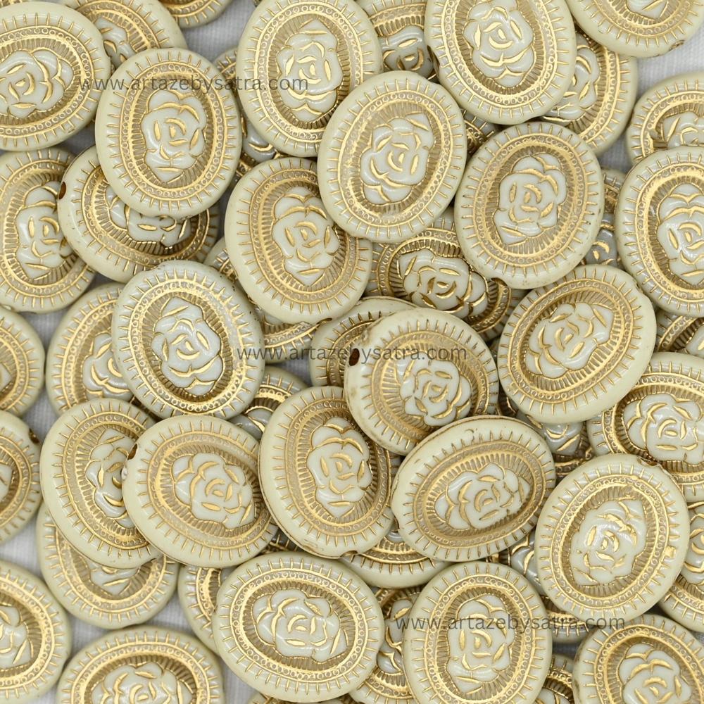 Flat Oval Rose Beads | Size : 22mm