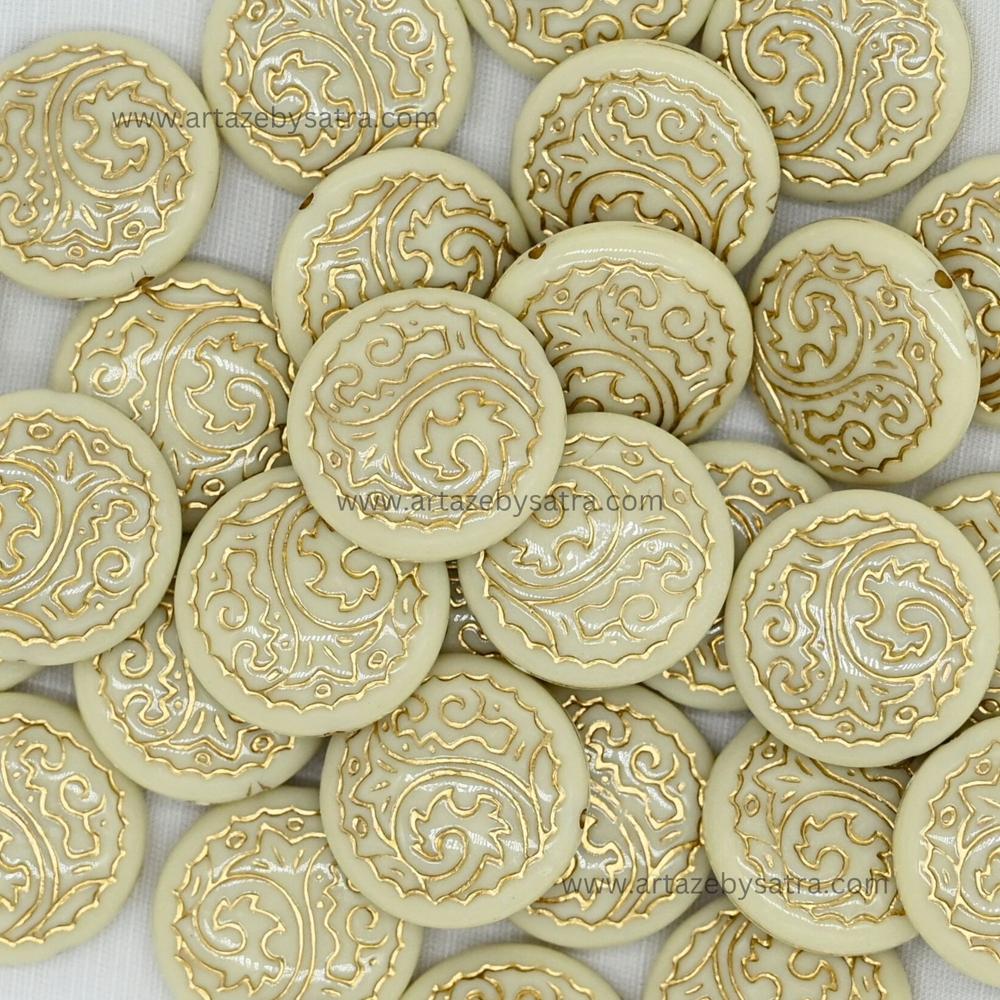 Round with Gold Band Beads | Size : 25mm
