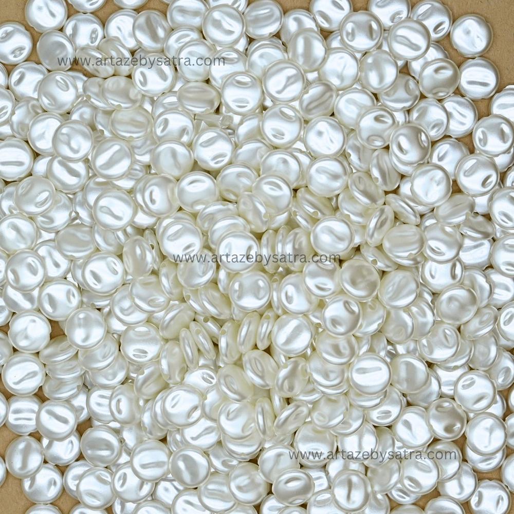 Flat Back Round Pearl Beads | Size : 10mm