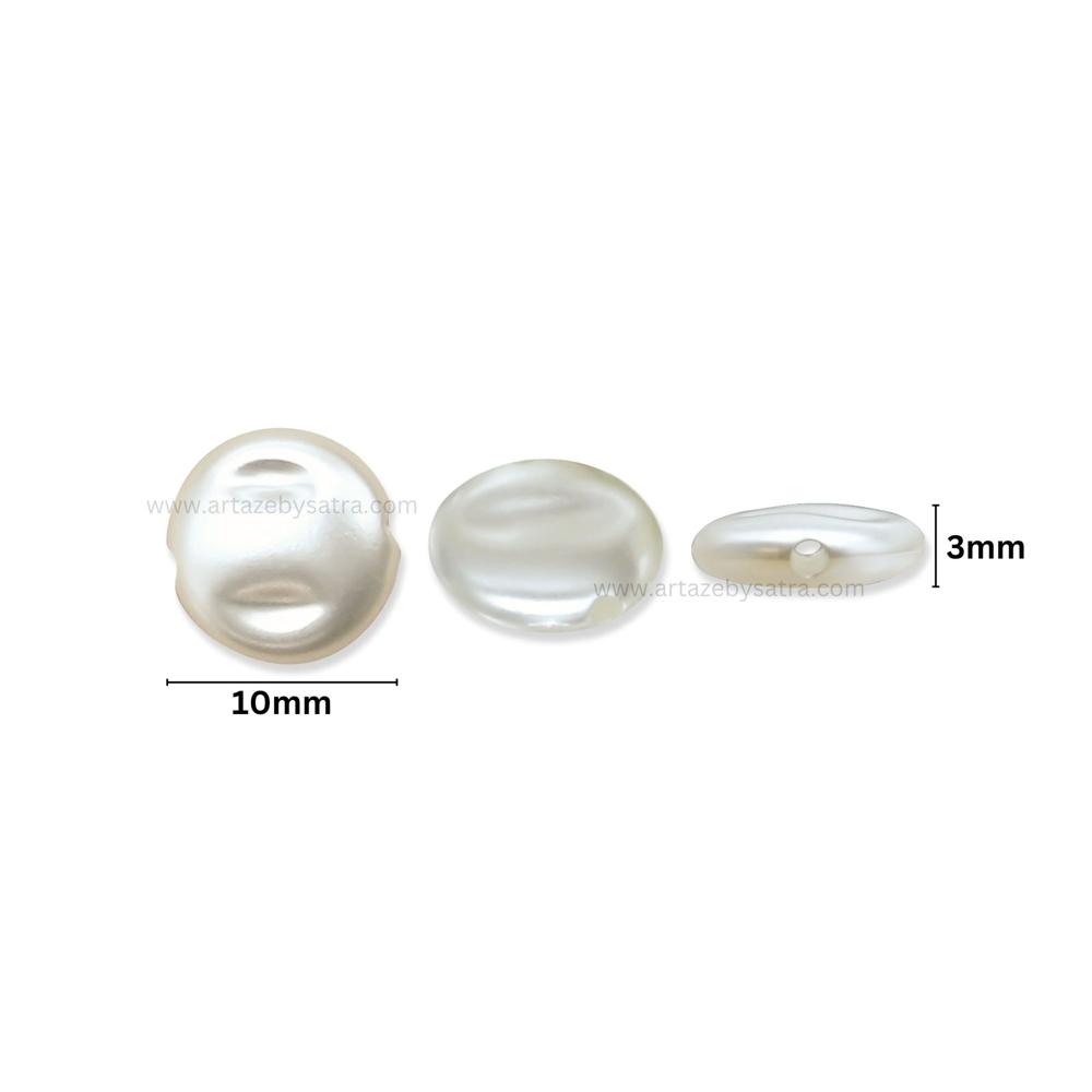 Flat Back Round Pearl Beads | Size : 10mm