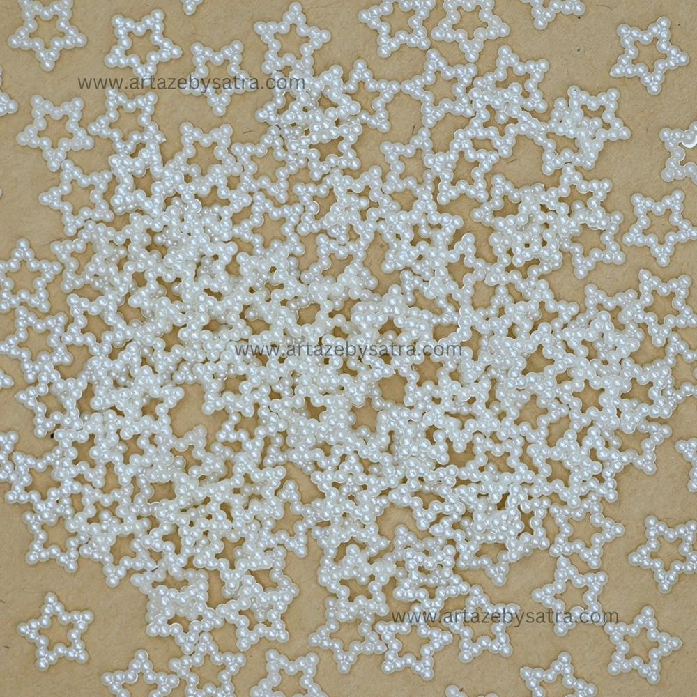 Hollow Star Shape White Pearl Beads | Size : 12mm