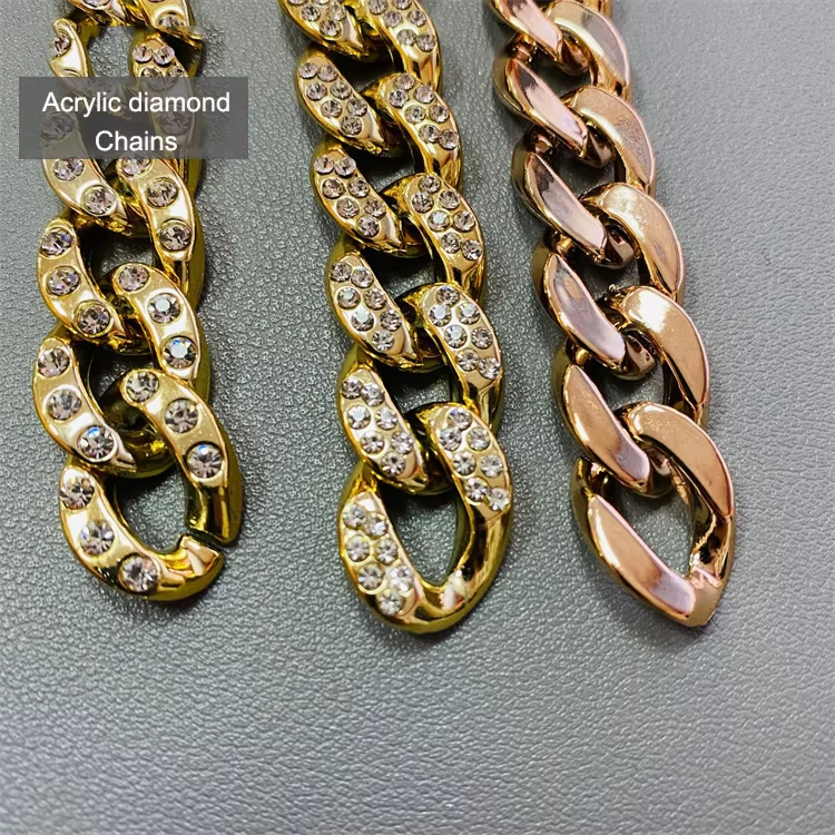 Colorful Enamel Choker Iced Out Necklace And Bracelet Abs Rainbow Chain Hip Hop Cuban Link Chain For Bag Strap Decoration - Hardness: Strong